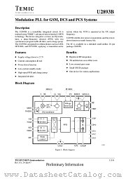 U2893B datasheet pdf TEMIC