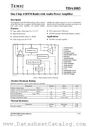 TDA1083 datasheet pdf TEMIC