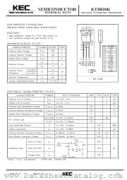 KTD600 datasheet pdf Korea Electronics (KEC)