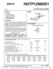 HGTP12N60D1 datasheet pdf Intersil