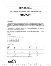 HD74HC123 datasheet pdf Hitachi Semiconductor