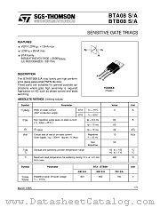 BTA08-700S datasheet pdf ST Microelectronics