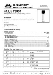 HMJE13001 datasheet pdf Hi-Sincerity Microelectronics