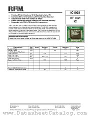 IC1003 datasheet pdf RF Monolithics Inc