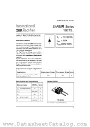 10ETS datasheet pdf International Rectifier