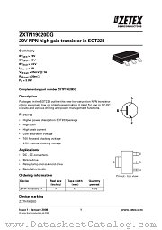 ZXTN19020DG datasheet pdf Diodes