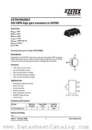 ZXTN19020DZTA datasheet pdf Diodes