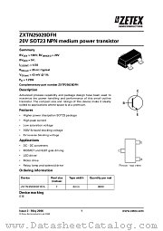 ZXTN25020DFHTA datasheet pdf Diodes
