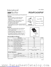 IRG4PC40WPBF datasheet pdf International Rectifier