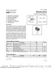 PB-IRLML2803 datasheet pdf International Rectifier