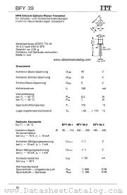 BFY39 datasheet pdf ITT Semiconductors