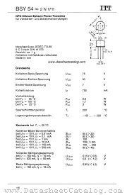 BSY54 datasheet pdf ITT Semiconductors