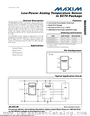 MAX6605MXK/V+ datasheet pdf MAXIM - Dallas Semiconductor