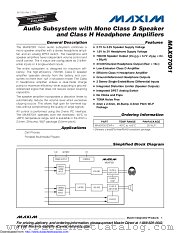 MAX97001 datasheet pdf MAXIM - Dallas Semiconductor