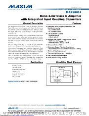 MAX98314EWL+ datasheet pdf MAXIM - Dallas Semiconductor