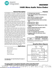 MAX9860 datasheet pdf MAXIM - Dallas Semiconductor