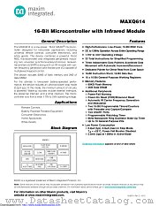 MAXQ614V-2566+T datasheet pdf MAXIM - Dallas Semiconductor