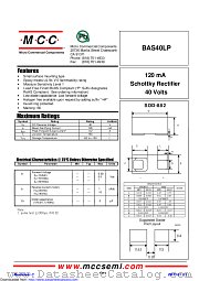 BAS40LP datasheet pdf Micro Commercial Components