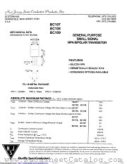 BC109A datasheet pdf New Jersey Semiconductor