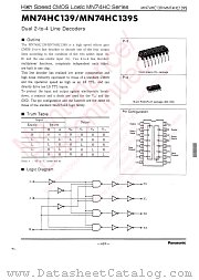 MN74HC139 datasheet pdf Panasonic