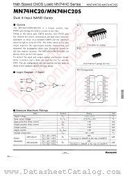MN74HC20 datasheet pdf Panasonic