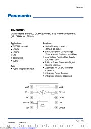 UN06B03 datasheet pdf Panasonic