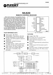 ML920 datasheet pdf PLESSEY Semiconductors