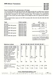 BD433/BD434 paired datasheet pdf Siemens