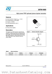 2STA1695 datasheet pdf ST Microelectronics