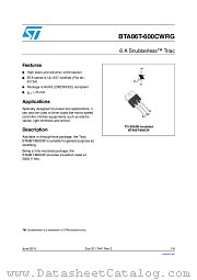 BTA06T-600CWRG datasheet pdf ST Microelectronics
