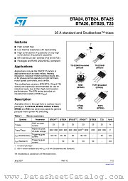 BTB24-800BRG datasheet pdf ST Microelectronics
