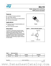 BUL743 datasheet pdf ST Microelectronics
