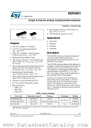 HCF4051YM013TR datasheet pdf ST Microelectronics