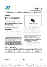 LIS344ALHTR datasheet pdf ST Microelectronics