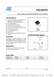 STB13007DT4 datasheet pdf ST Microelectronics