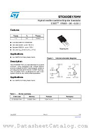 STC03DE170HV datasheet pdf ST Microelectronics
