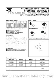 STD1NK80Z datasheet pdf ST Microelectronics