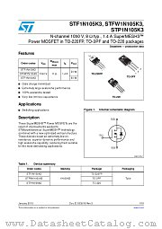 STF1N105K3 datasheet pdf ST Microelectronics