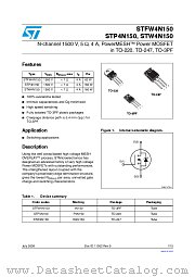 STW4N150 datasheet pdf ST Microelectronics