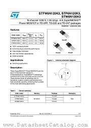 STFW6N120K3 datasheet pdf ST Microelectronics