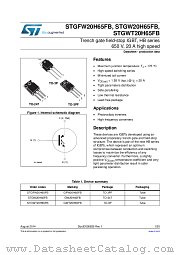 STGW20H65FB datasheet pdf ST Microelectronics