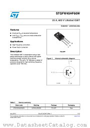 STGFW45HF60W datasheet pdf ST Microelectronics