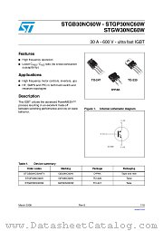 STGP30NC60W datasheet pdf ST Microelectronics