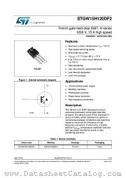 STGW15H120DF2 datasheet pdf ST Microelectronics