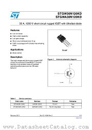 STGWA30N120KD datasheet pdf ST Microelectronics