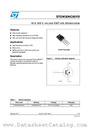 STGW30NC60VD datasheet pdf ST Microelectronics