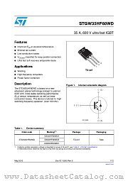 STGW35HF60WD datasheet pdf ST Microelectronics