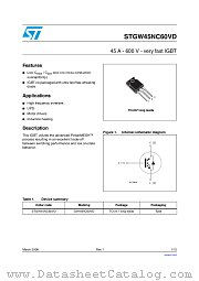 STGW45NC60VD datasheet pdf ST Microelectronics