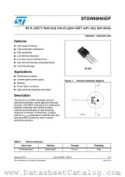 STGW60H65DF datasheet pdf ST Microelectronics