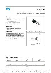 STI13005-1 datasheet pdf ST Microelectronics